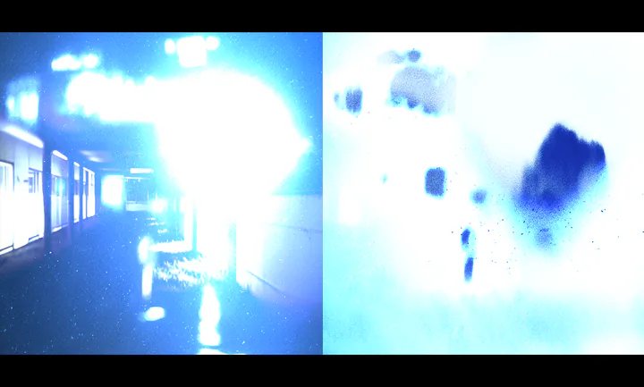 Blue experimental double-exposure imagery from Hypnos